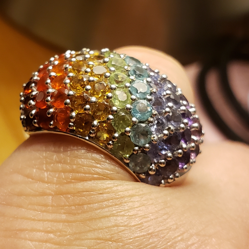 Sterling Silver Ring With Genuine Gemstones